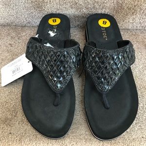 Gold Toe Black 💎Bling 💎 Sandals Women’s Sz 8 NWT